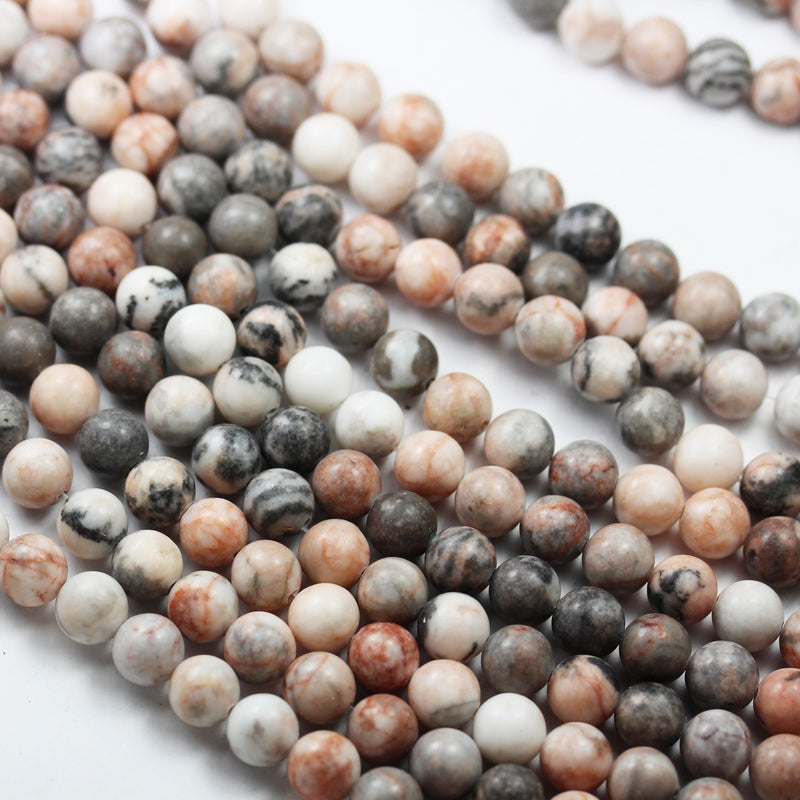 Pink Zebra Jasper,4mm Round Black, Pink and White Gemstone Beads, One full strand  15.5inch, about 90pcs