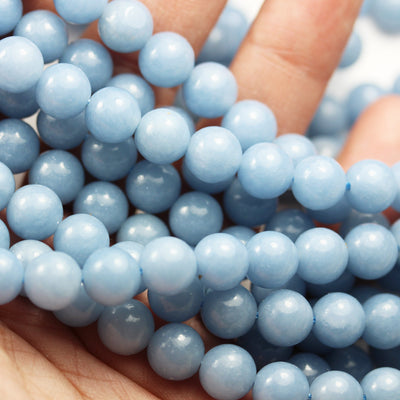 Angelite, 4mm Round Natual Gemstone Beads ,One full strand , 16 inch, about65beads, 0.8mm hole