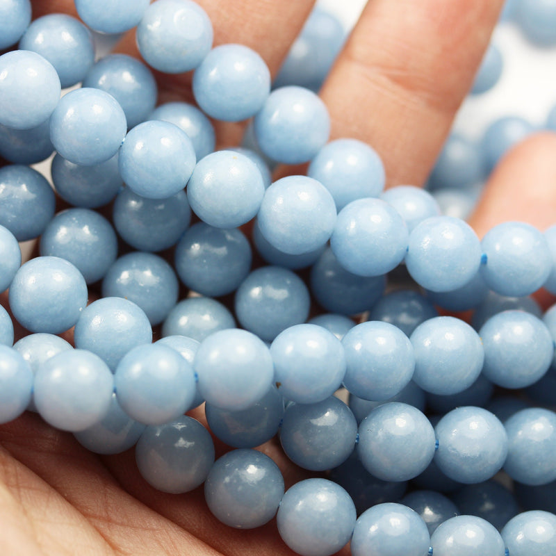 Angelite, 4mm Round Natual Gemstone Beads ,One full strand , 16 inch, about65beads, 0.8mm hole