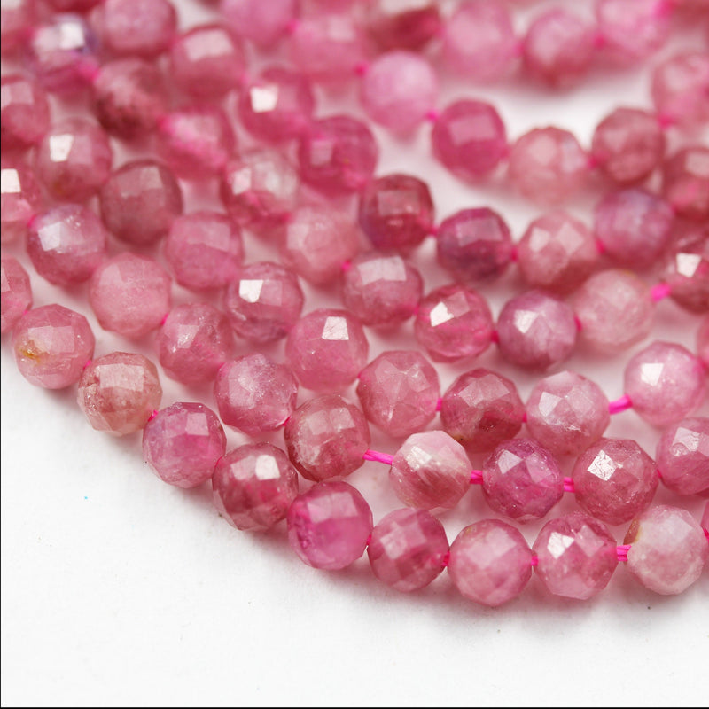 Pink Tourmaline, 3mm Natural  Faceted Round Gemstone, One full strand 16inch, about 110beads,hole0.6mm,16"