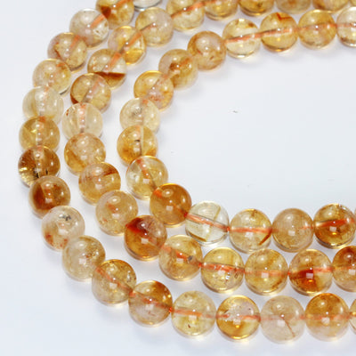 Natural Citrine, 6/8/10mm One full strand Gemstone Strand, Center drilled Round shape , 16inch , 1mm hole, about 60/50/40 pcs