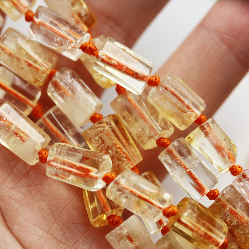 Natural Citrine,12*8mm Tube shape Gemstone Strands, 16 inch , 1mm hole, about30 beads