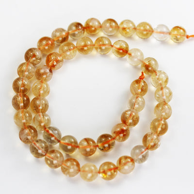 Natural Citrine, 6/8/10mm One full strand Gemstone Strand, Center drilled Round shape , 16inch , 1mm hole, about 60/50/40 pcs