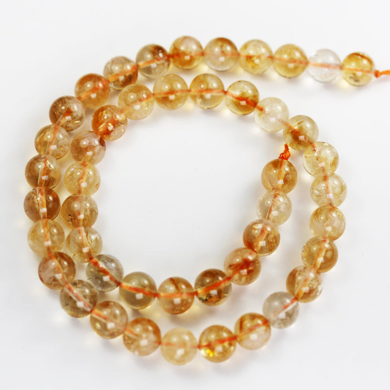 Natural Citrine, 6/8/10mm One full strand Gemstone Strand, Center drilled Round shape , 16inch , 1mm hole, about 60/50/40 pcs