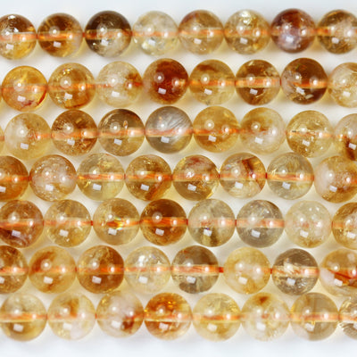 Natural Citrine, 6/8/10mm One full strand Gemstone Strand, Center drilled Round shape , 16inch , 1mm hole, about 60/50/40 pcs