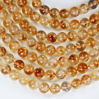 Natural Citrine, 6/8/10mm One full strand Gemstone Strand, Center drilled Round shape , 16inch , 1mm hole, about 60/50/40 pcs