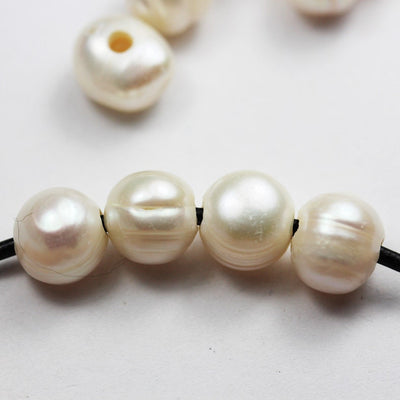 10pcs/50pcs Big hole Freshwater Pearl Strand,white,10-11 mm Round , hole 2mm