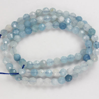 Aquamarine, 4.5mm Faceted Round, One full strand  beads gemstone, Gemstone beads, hole 0.6mm,16"