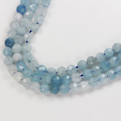 Aquamarine, 4.5mm Faceted Round, One full strand  beads gemstone, Gemstone beads, hole 0.6mm,16"