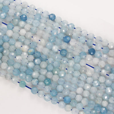 Aquamarine, 4.5mm Faceted Round, One full strand  beads gemstone, Gemstone beads, hole 0.6mm,16"