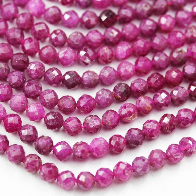 Natural Ruby,4mm Faceted Round Natural Gemstone Beads,90beads, 15.5 inch , 0.6mm hole