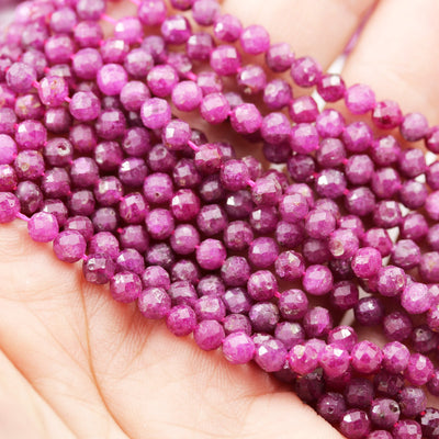 Natural Ruby,4mm Faceted Round Natural Gemstone Beads,90beads, 15.5 inch , 0.6mm hole