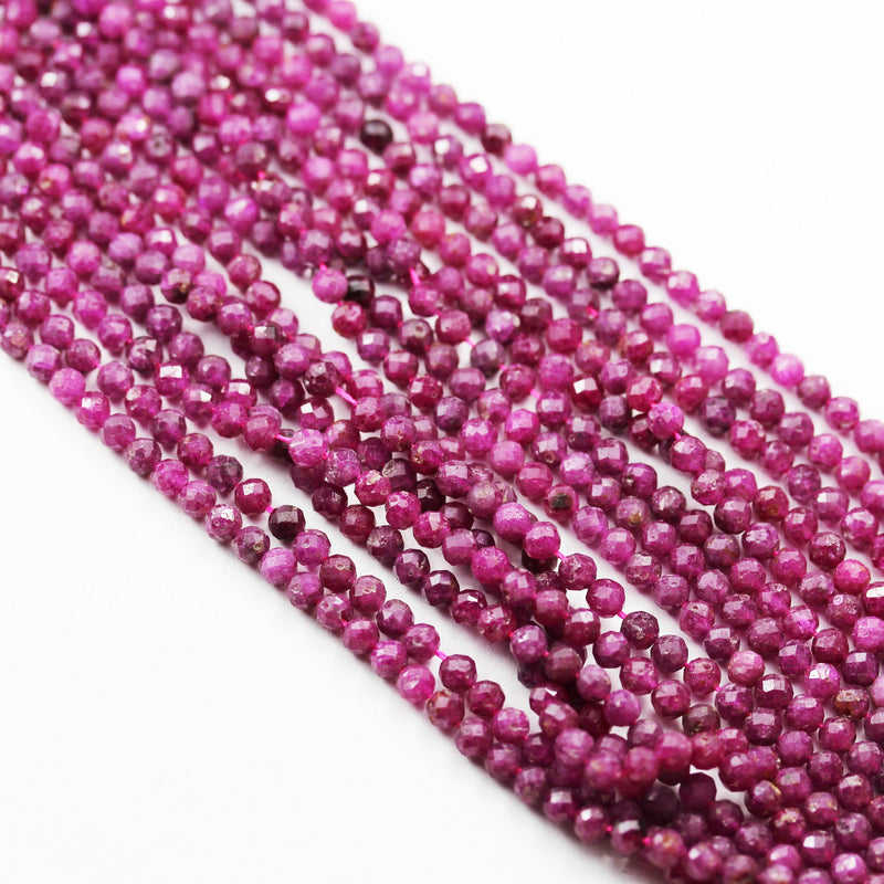 Natural Ruby,4mm Faceted Round Natural Gemstone Beads,90beads, 15.5 inch , 0.6mm hole