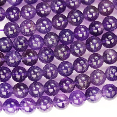 Natural Amethyst, 8mm Round  Gemstone Beads One full strand, 16", about 50 pcs, 1mm hole