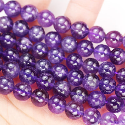 Natural Amethyst, 8mm Round  Gemstone Beads One full strand, 16", about 50 pcs, 1mm hole