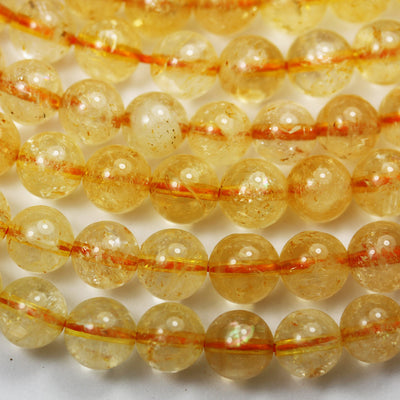 Citrine, 8mm One full strand Gemstone Strand, Center drilled Round shape , 16inch , 1mm hole, about 50pcs