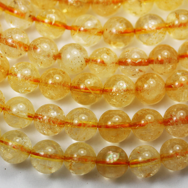 Citrine, 8mm One full strand Gemstone Strand, Center drilled Round shape , 16inch , 1mm hole, about 50pcs