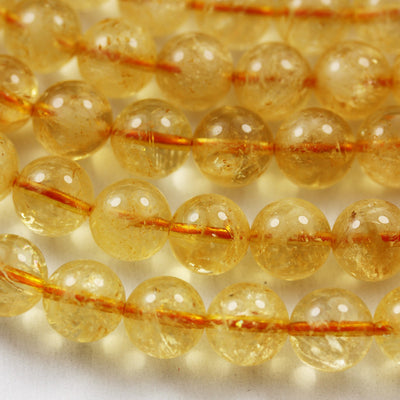 Citrine, 8mm One full strand Gemstone Strand, Center drilled Round shape , 16inch , 1mm hole, about 50pcs