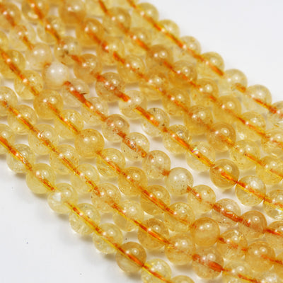 Citrine, 8mm One full strand Gemstone Strand, Center drilled Round shape , 16inch , 1mm hole, about 50pcs