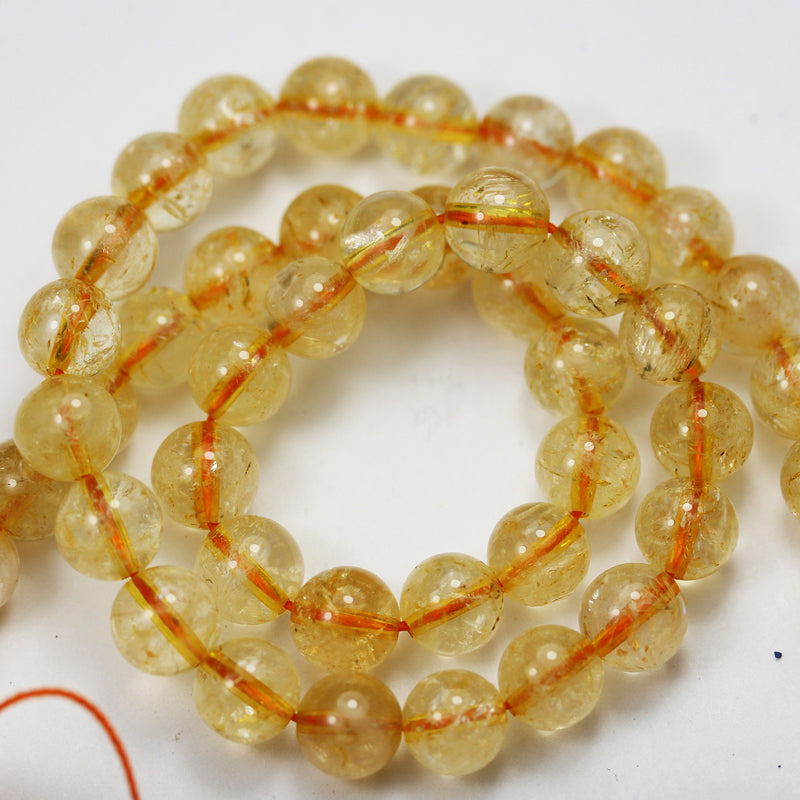 Citrine, 8mm One full strand Gemstone Strand, Center drilled Round shape , 16inch , 1mm hole, about 50pcs