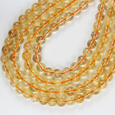 Citrine, 8mm One full strand Gemstone Strand, Center drilled Round shape , 16inch , 1mm hole, about 50pcs