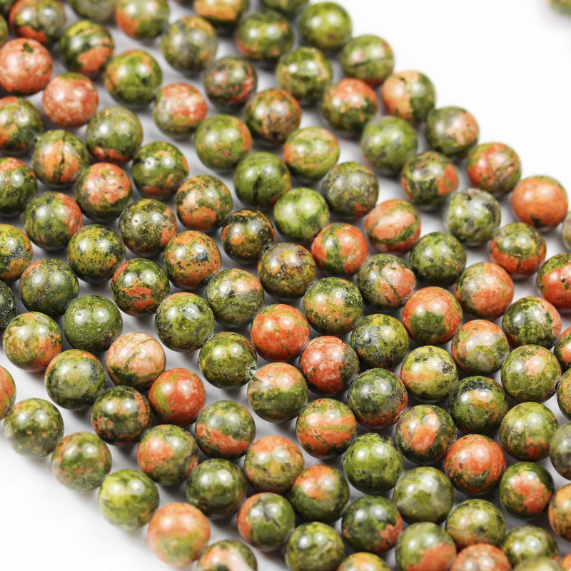 Unakite, 6mm Round Beads Gemstone Strand, One full strand 15.5inch, 1mm hole