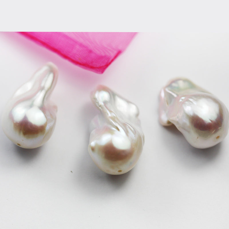 1pc White Baroque Pearl , For Making Freshwater Pearl Pendant,  0.8mm Center hole