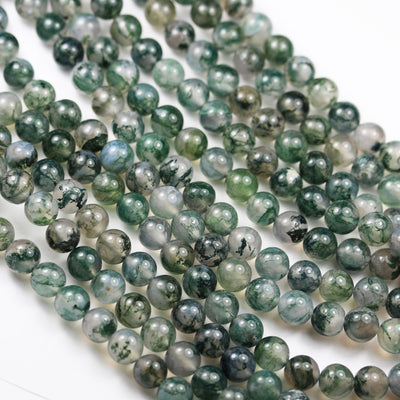 Moss Agate, 6mm Round Agate Gemstone Beads Strand, 15.5inch, hole 1mm, 60 beads