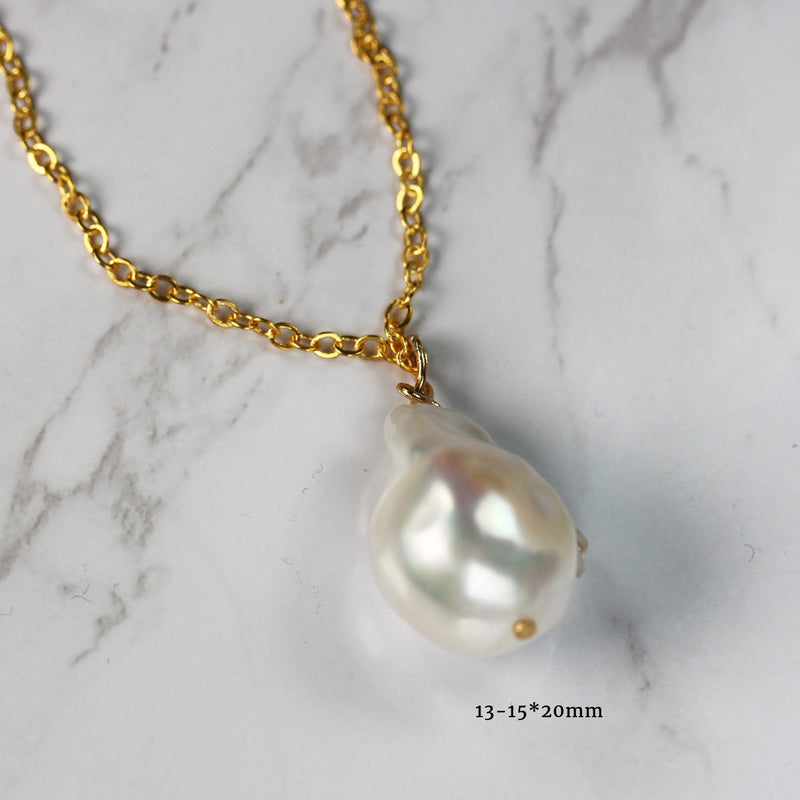 1pc White Baroque Pearl , For Making Freshwater Pearl Pendant,  0.8mm Center hole