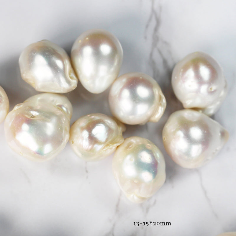 1pc White Baroque Pearl , For Making Freshwater Pearl Pendant,  0.8mm Center hole