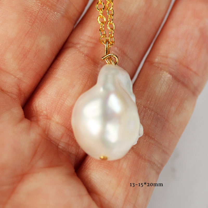 1pc White Baroque Pearl , For Making Freshwater Pearl Pendant,  0.8mm Center hole