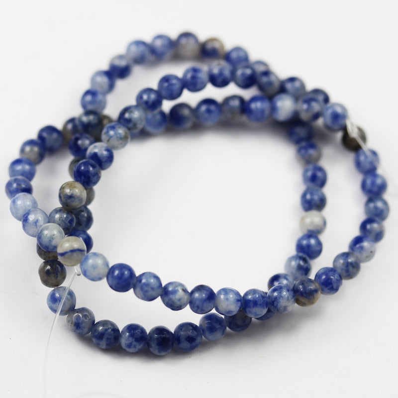 Blue Spot Jasper, 4mm Round Natural  Beads Gemstone Strand, One full strand 15.5inch, about 90pcs