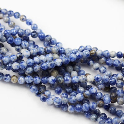 Blue Spot Jasper, 4mm Round Natural  Beads Gemstone Strand, One full strand 15.5inch, about 90pcs