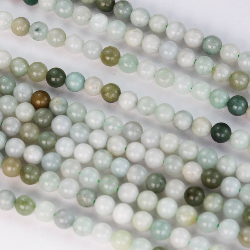 Natural Burmese Burma Jade , 4.5mm Round Gemstone, One full strand Green Beads Strand, 0.8mm hole, 16", about 85beads