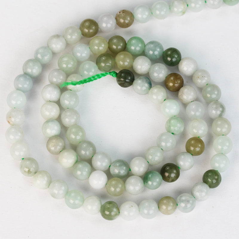 Natural Burmese Burma Jade , 4.5mm Round Gemstone, One full strand Green Beads Strand, 0.8mm hole, 16", about 85beads