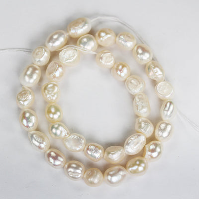 Freshwater Pearl Strand, white, 9-10mm Potato Shape, 14", 0.8mm hole, About 35pcs pearl