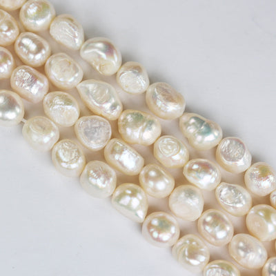 Freshwater Pearl Strand, white, 9-10mm Potato Shape, 14", 0.8mm hole, About 35pcs pearl