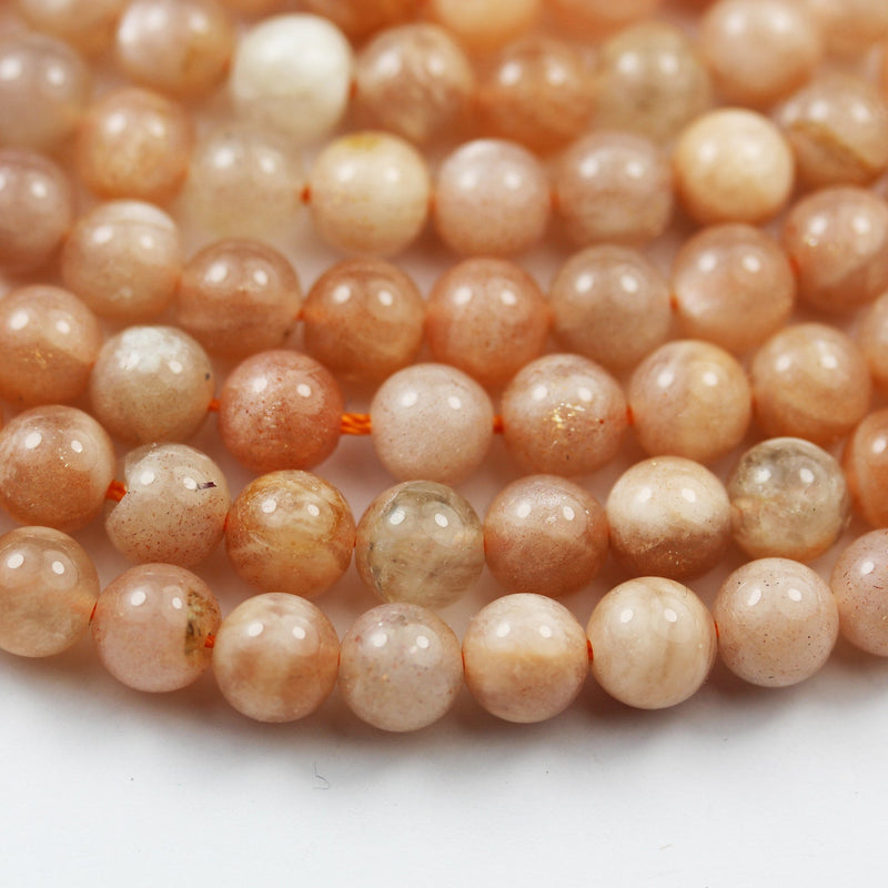 Natural Sunstone, 6mm Natural Peach Color Gemstone, One full strand  Strand, 1mm hole