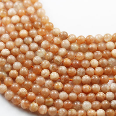 Natural Sunstone, 6mm Natural Peach Color Gemstone, One full strand  Strand, 1mm hole