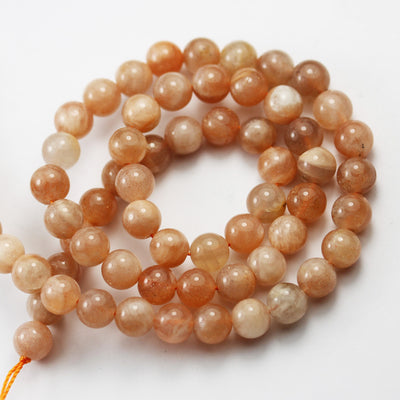 Natural Sunstone, 6mm Natural Peach Color Gemstone, One full strand  Strand, 1mm hole