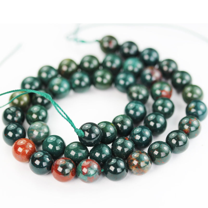 Bloodstone , 8mm Round Gemstone, One full 16" strand, 1mm hole, About 50 beads