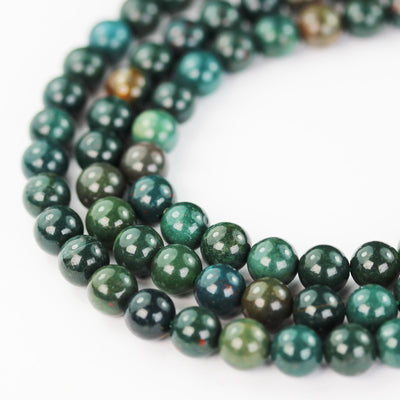 Bloodstone , 8mm Round Gemstone, One full 16" strand, 1mm hole, About 50 beads