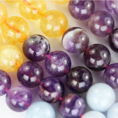 Aquamarine/Amethyst/Rose quartz/Citrine/Prehnite, 6mm Round Mixed Gemstone Strand,15.5inch, about 60 beads , 1mm hole