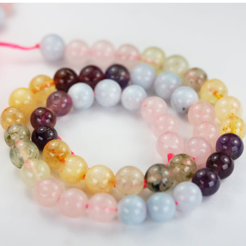 Aquamarine/Amethyst/Rose quartz/Citrine/Prehnite, 6mm Round Mixed Gemstone Strand,15.5inch, about 60 beads , 1mm hole