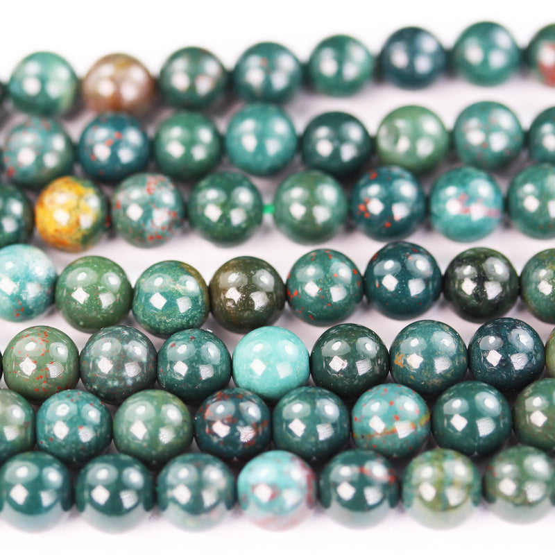 Bloodstone , 8mm Round Gemstone, One full 16" strand, 1mm hole, About 50 beads