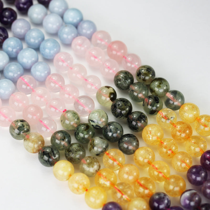 Aquamarine/Amethyst/Rose quartz/Citrine/Prehnite, 6mm Round Mixed Gemstone Strand,15.5inch, about 60 beads , 1mm hole