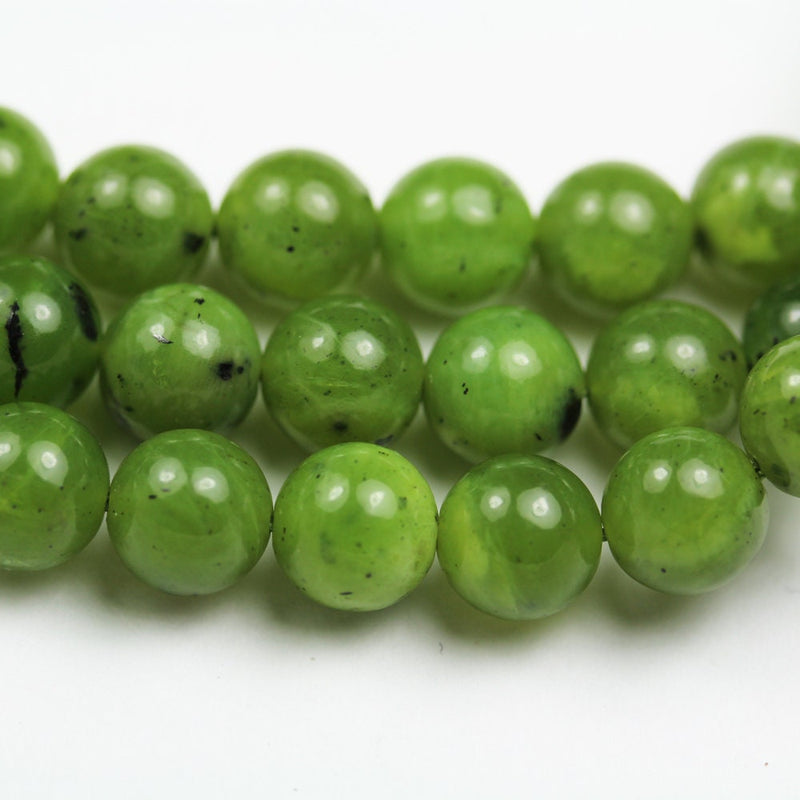 Canadian jade , 8mm Round Gemtsone, One full strand Green Beads Strand,1mm hole, 16"