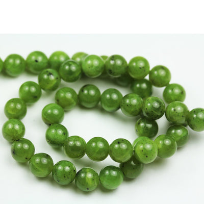 Canadian jade , 8mm Round Gemtsone, One full strand Green Beads Strand,1mm hole, 16"