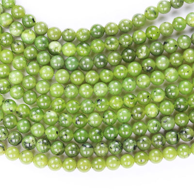 Canadian jade , 6mm Round Gemtsone, One full strand Green Beads Strand,0.8mm hole, 16"