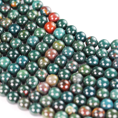 Bloodstone , 8mm Round Gemstone, One full 16" strand, 1mm hole, About 50 beads